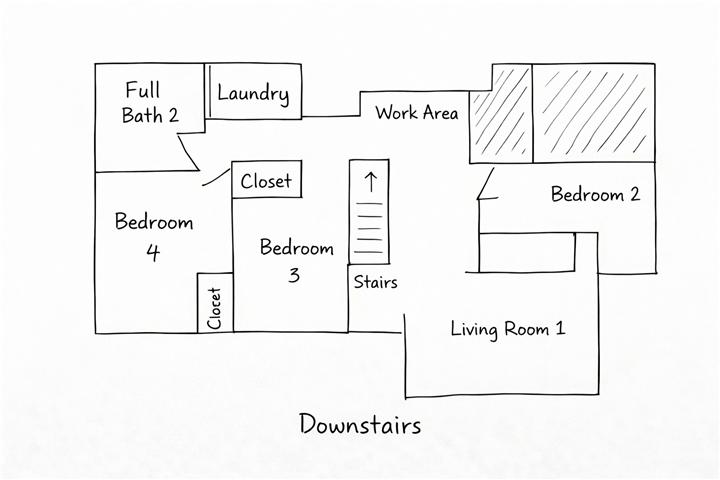 Downstairs floor plan sketch