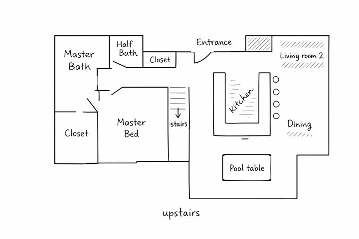 Upstairs floor plan sketch