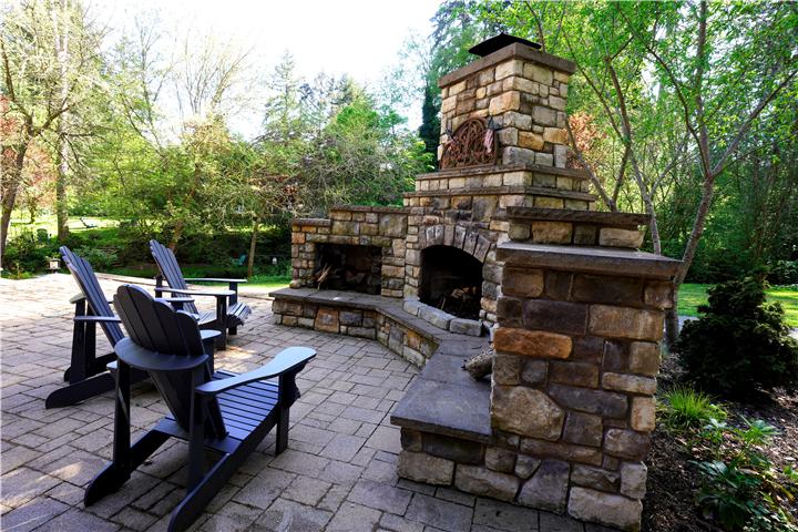 Stone fireplace